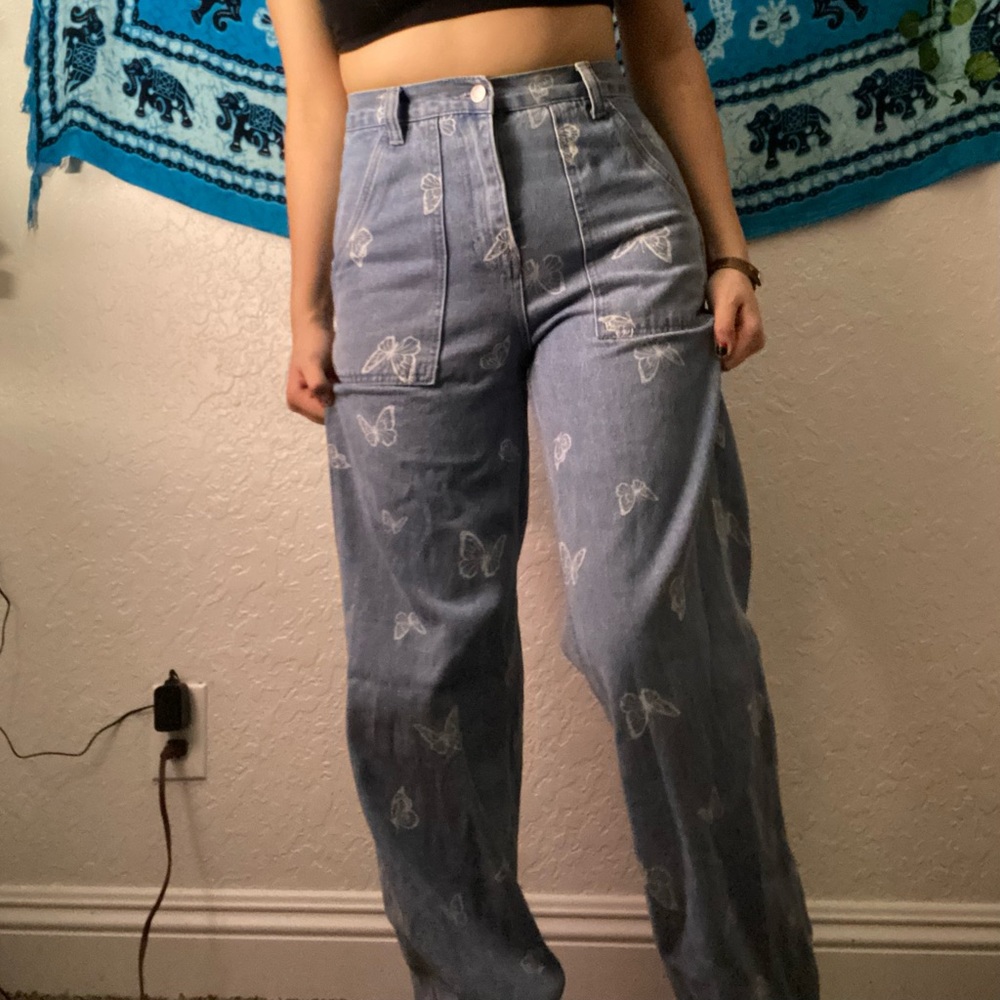 Butterfly blue high rise jeans, simple society brand